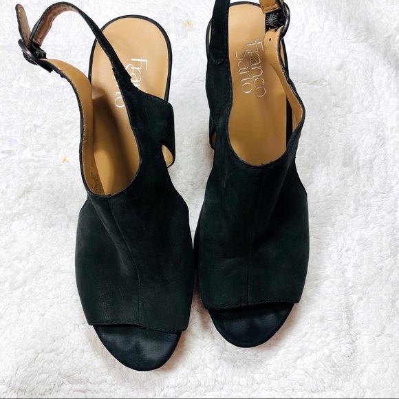 🔥SALE🔥 Franco Sarto black suede platform wedge sandals - Picture 5 of 6
